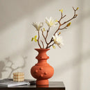 GobekUsa Chinese-style Retro Ceramic Vase, Handmade Relief Pot Flower Vase for Home Decor
