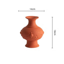 GobekUsa Chinese-style Retro Ceramic Vase, Handmade Relief Pot Flower Vase for Home Decor