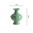 GobekUsa Chinese-style Retro Ceramic Vase, Handmade Relief Pot Flower Vase for Home Decor