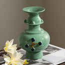 GobekUsa Chinese-style Retro Ceramic Vase, Handmade Relief Pot Flower Vase for Home Decor