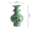 GobekUsa Chinese-style Retro Ceramic Vase, Handmade Relief Pot Flower Vase for Home Decor