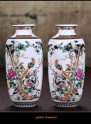 Chinese traditional white ceramic deer vase living room home decor by Decorbites