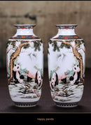 Chinese traditional white ceramic deer vase living room home decor by Decorbites