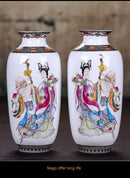 Chinese traditional white ceramic deer vase living room home decor by Decorbites