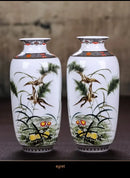 Chinese traditional white ceramic deer vase living room home decor by Decorbites