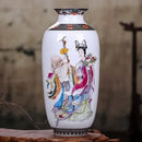 Chinese traditional white ceramic deer vase living room home decor by Decorbites