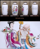 Chinese traditional white ceramic deer vase living room home decor by Decorbites