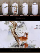 Chinese traditional white ceramic deer vase living room home decor by Decorbites