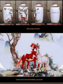 Chinese traditional white ceramic deer vase living room home decor by Decorbites
