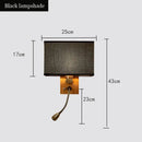 GobekUsa Chinese Wood LED Wall Lamp for Bedroom Reading, Nordic Fabric Lighting Fixture