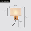 GobekUsa Chinese Wood LED Wall Lamp for Bedroom Reading, Nordic Fabric Lighting Fixture