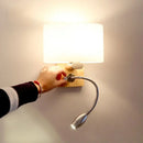GobekUsa Chinese Wood LED Wall Lamp for Bedroom Reading, Nordic Fabric Lighting Fixture