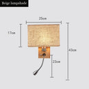 GobekUsa Chinese Wood LED Wall Lamp for Bedroom Reading, Nordic Fabric Lighting Fixture