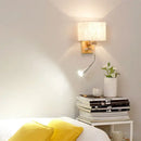 GobekUsa Chinese Wood LED Wall Lamp for Bedroom Reading, Nordic Fabric Lighting Fixture