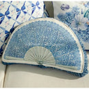 GobekUsa Chinoiserie Blue Wavy Fan Pillowcase Bohemian Print Lumbar Cushion Cover