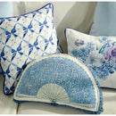 GobekUsa Chinoiserie Blue Wavy Fan Pillowcase Bohemian Print Lumbar Cushion Cover