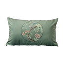 GobekUsa Chinoiserie Courtyard Bird & Flowers Print Lumbar Pillow Case - Eastern Home Decor