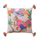 GobekUsa Chinoiserie Monkey Umbrella Peonies Roses Pillowcase | Eclectic Home Decor