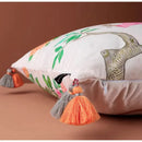GobekUsa Chinoiserie Monkey Umbrella Peonies Roses Pillowcase | Eclectic Home Decor