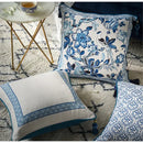 GobekUsa Chinoiserie Style Blue White Porcelain Birds Floral Lumbar Pillow Case