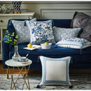 GobekUsa Chinoiserie Style Blue White Porcelain Birds Floral Lumbar Pillow Case