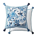 GobekUsa Chinoiserie Style Blue White Porcelain Birds Floral Lumbar Pillow Case
