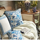 GobekUsa Chinoiserie Style Blue White Porcelain Birds Floral Lumbar Pillow Case