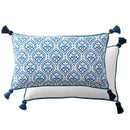 GobekUsa Chinoiserie Style Blue White Porcelain Birds Floral Lumbar Pillow Case