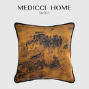 GobekUsa Chinoiserie Sunset Glow Landscape Accent Cushion Cover - Exquisite Retro Decor Pillowcase