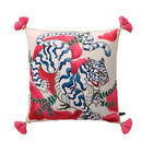 GobekUsa Chinoiserie Zebra & Peonies Cushion Cover with Tassels