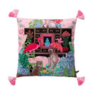 GobekUsa Chinoiserie Zebra & Peonies Cushion Cover with Tassels