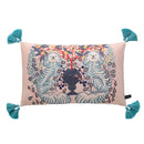 GobekUsa Chinoiserie Zebra & Peonies Cushion Cover with Tassels