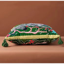 GobekUsa Chinoiserie Zebra & Peonies Cushion Cover with Tassels