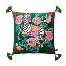 GobekUsa Chinoiserie Zebra & Peonies Cushion Cover with Tassels