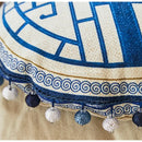 GobekUsa Chintz Blue Cobalt Circular Throw Pillow Covers with Tassels - 35x35cm