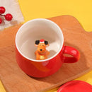 Red and white christmas animals ceramic mug set dining room figurines by Decorbites