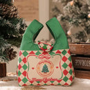 Green and red checkered santa gift bag dining room christmas apple by Decorbites