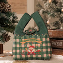 Green and red checkered santa gift bag dining room christmas apple by Decorbites