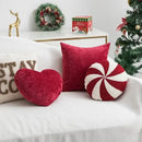 Hand knitted red & white christmas candy cushions living room decor by Decorbites