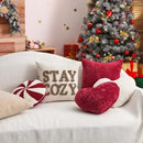 Hand knitted red & white christmas candy cushions living room decor by Decorbites