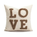 Hand knitted red & white christmas candy cushions living room decor by Decorbites