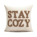 Hand knitted red & white christmas candy cushions living room decor by Decorbites