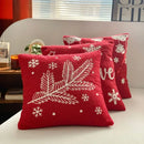 Christmas cartoon embroidered pillow cover red & white living room decor by Decorbites