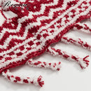 GobekUsa Christmas Chunky Knit Blanket - Cozy Microfiber with Tufted Knitted Design and Fringes
