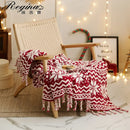 GobekUsa Christmas Chunky Knit Blanket - Cozy Microfiber with Tufted Knitted Design and Fringes