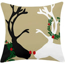 Red plaid christmas cotton linen pillowcases living room deer decor by Decorbites