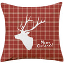 Red plaid christmas cotton linen pillowcases living room deer decor by Decorbites