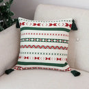 Christmas red & green patterned decoration cushion cover living room tassels by Decorbites