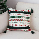 Christmas red & green patterned decoration cushion cover living room tassels by Decorbites