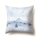 Winter landscape blue and white pillow case living room decor by Decorbites